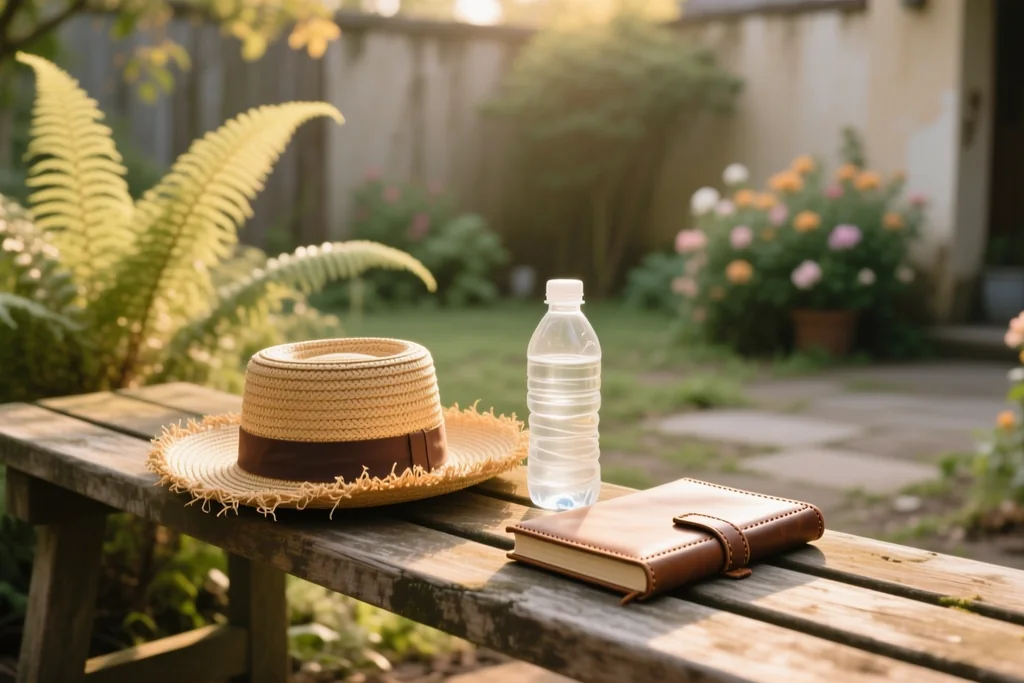 Ambiente preparado: aparelho carregando longe da mesa e um livro no lugar de sempre